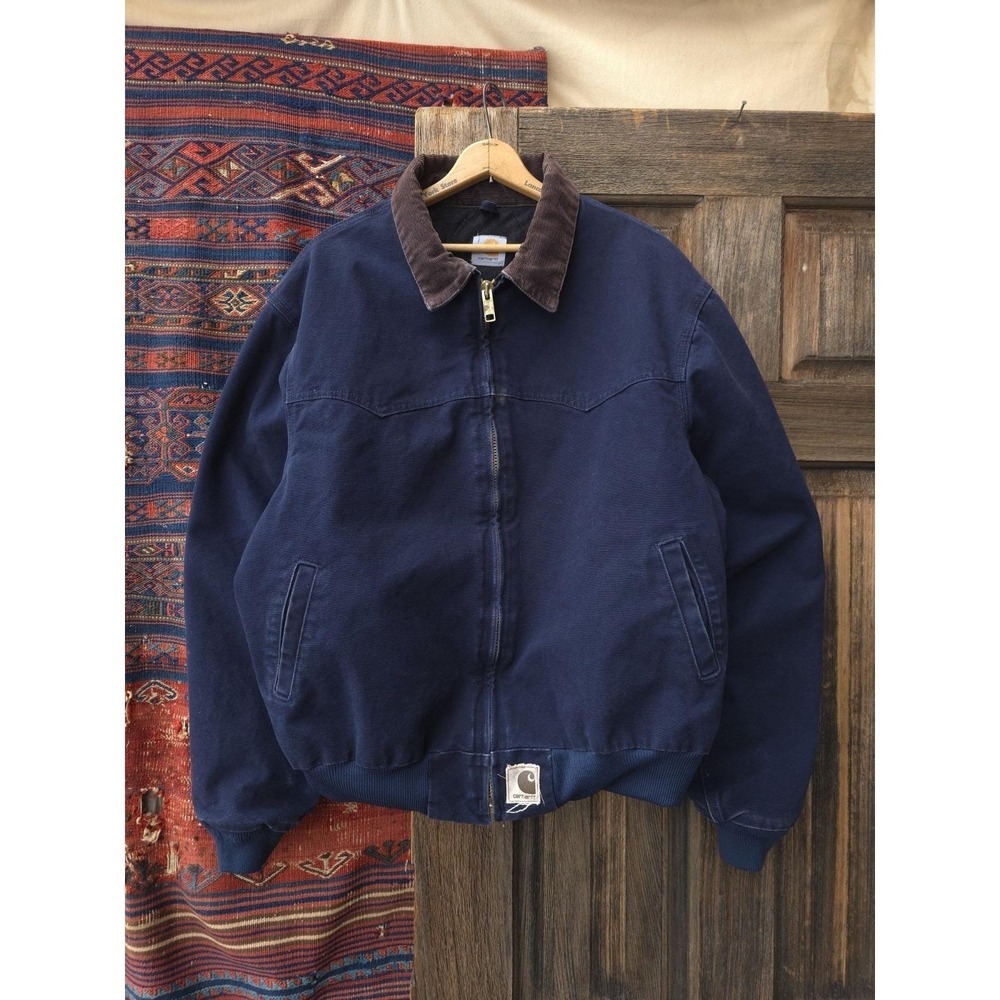Vintage Carhartt J14 MDT Midnight Navy Sandstone Santa Fe Bomber Jacket XL